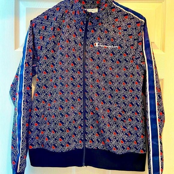 Champion Other - Champion Allover Logo Blue Zip Up Track Jacket Size Medium. Worn On TV Show